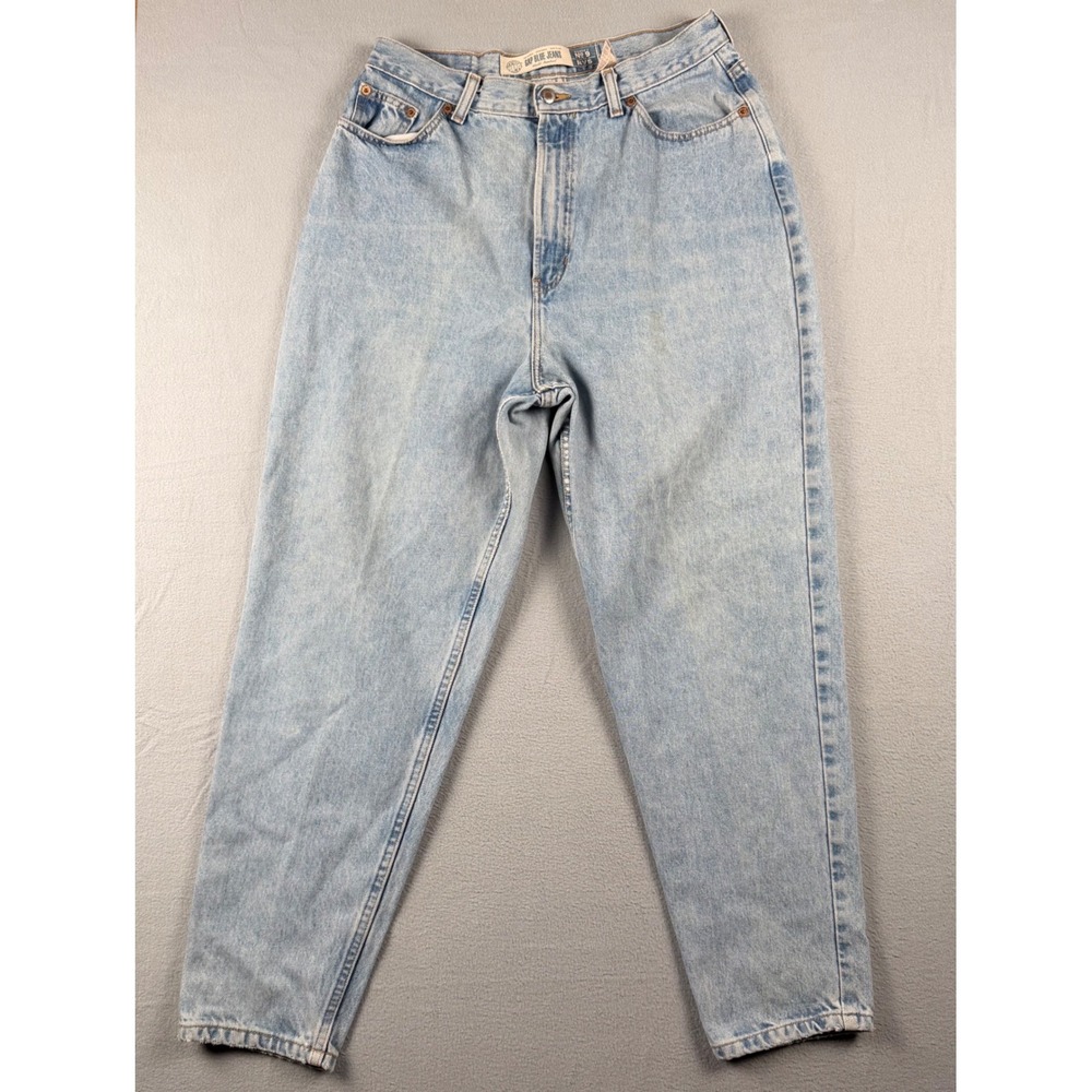 Vintage Gap Blue Jeans No 9 Reverse Fit Light Wash Tapered High Rise Denim